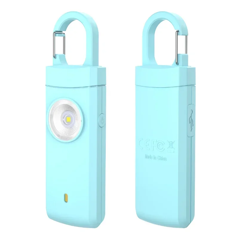 Personal Alarm Keychain - 자기 방어용 LED 손전등 USB 충전식