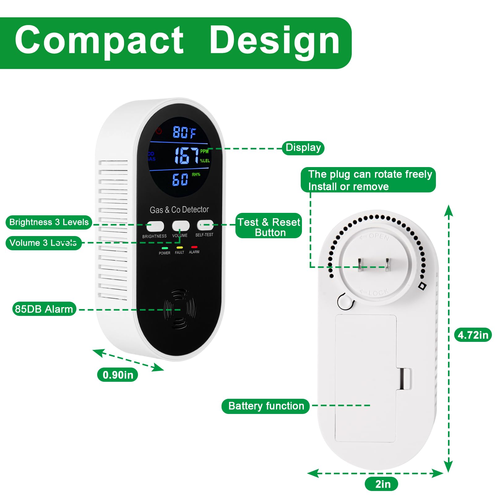 5-in-1 복합 가스 및 일산화탄소 감지기, AC 플 - Co Detector Plug 리뷰 및 가격