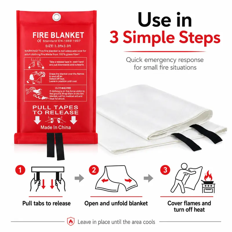 4팩 유리섬유 비상용 방화 담요 40×40인치, 고온  - Fire Blanket Kitchen 리뷰 및 가격